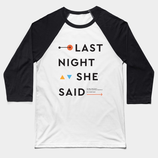 Last night she said - black Baseball T-Shirt by London Colin